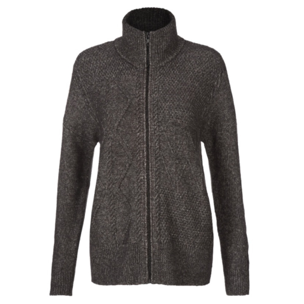 cabi Zip It Cardigan Limited Edition Size Large EUC Heathered Brown & Grey